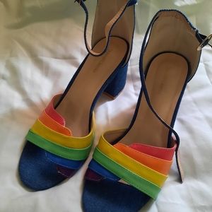 ModCloth Rainbow Denim Strap Heel